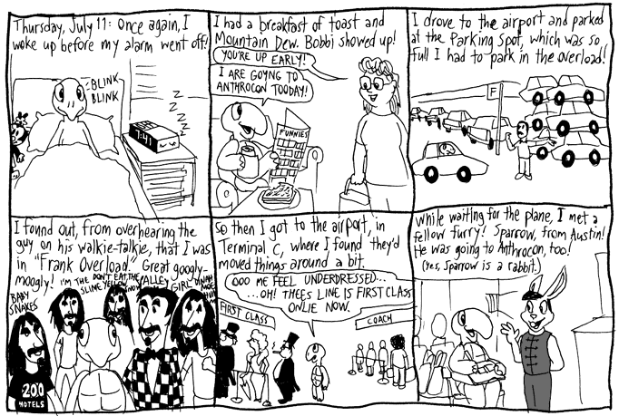 Parked in Frank Overload. Met a fellow furry at the airport!